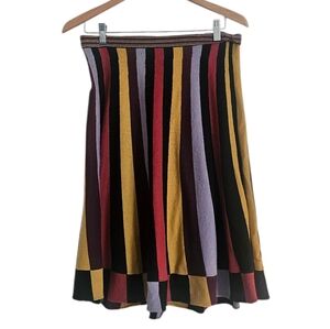 Viola Anthropologie Multicolor Stripe A-Line Midi Skirt Wool Cashmere Blend, XS